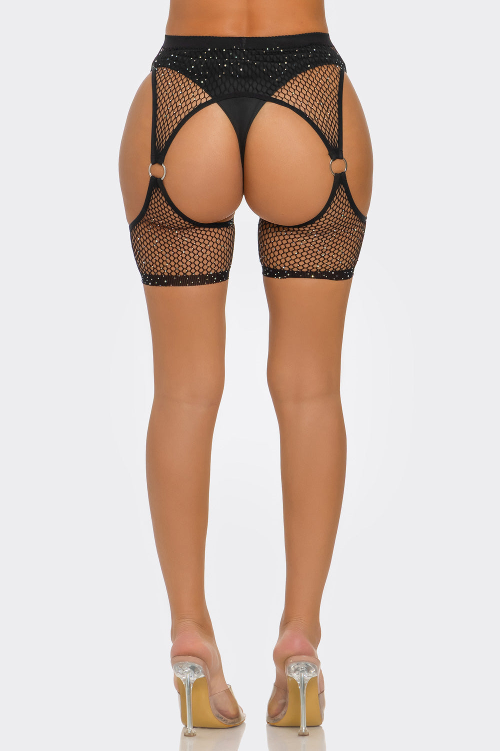2686 Ringed Fishnet Crop Tights