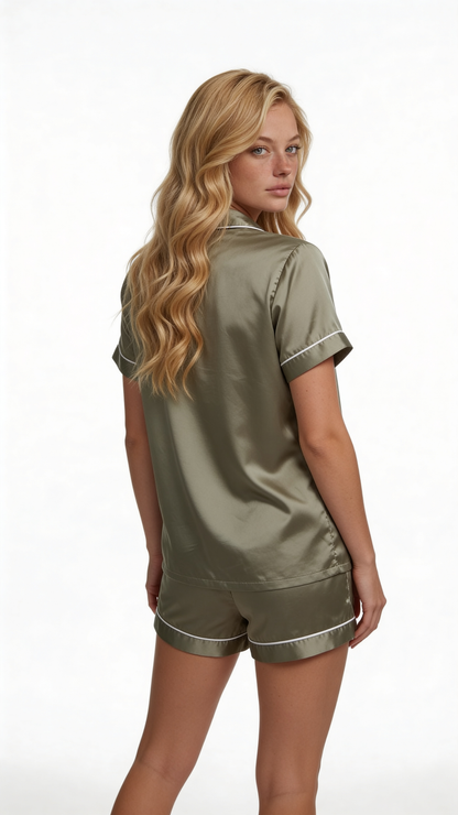 2951 Satin PJ Set W/ Piping